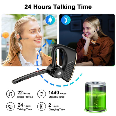 New Bee M50 Wireless Bluetooth Headset 5.2 Earphones Headphone with Dual Mic Hands-free Earbuds CVC8.0 Noise Cancelling Earpiece
