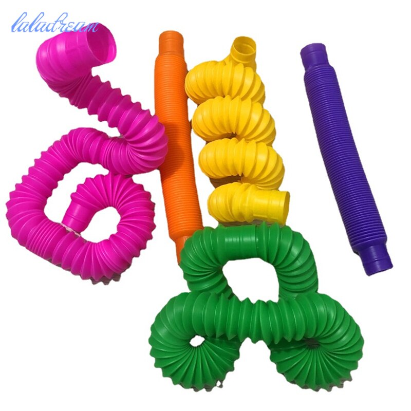 Kids Colorful Plastic Stretch Pipe Fidgeting Squeeze Squeezable Toys Decompression Anti-stress Sensory Toy