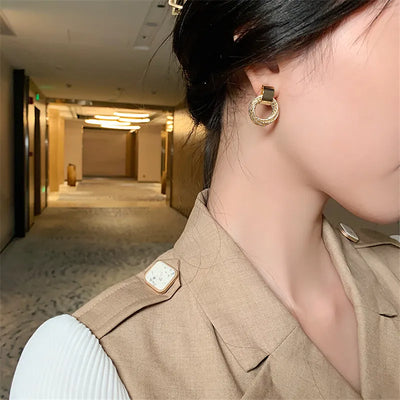 Retro Metallic Gold Color Multiple Small Circle Pendant Earrings 2022 New Jewelry Fashion Wedding Party Earrings For Woman