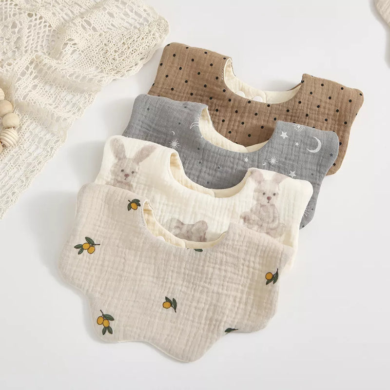 Baby Bibs Baby Feeding Bibs 6 Layers Cotton Petal Infants Print Crepe Saliva Towel Newborn Toddler Soft Burp Cloth Kid Bib