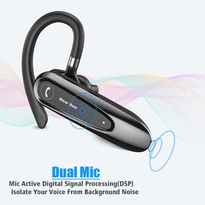 New Bee B45 Bluetooth 5.0 Headset Wireless Earphone Headphones with Dual Mic Earbuds Earpiece CVC8.0 Noise Reduction for Driving