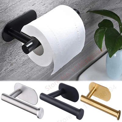 Adhesive Toilet Roll Paper Holder Organizer Wall Mount Storage Stand Kitchen Bathroom No Drill Tissue Towel Dispenser Stainless