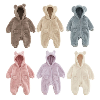 0-2Y Newborn Baby Rompers Spring Autumn Warm Fleece Baby Boys Costume Baby Girls Clothing Animal Overall Baby Outwear Jumpsuits
