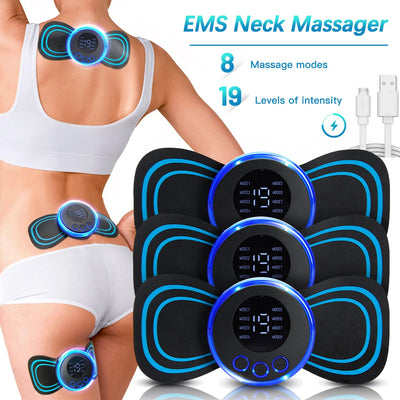 LCD Display EMS Neck Massage Electric Massager