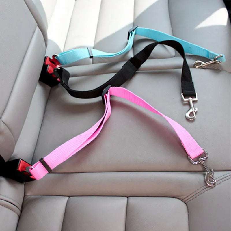Adjustable Pet Cat Dog Car Seat  Belt Pet Seat Vehicle Dog Harness Lead Clip Safety Lever Traction Dog Collars Dog Accessoires